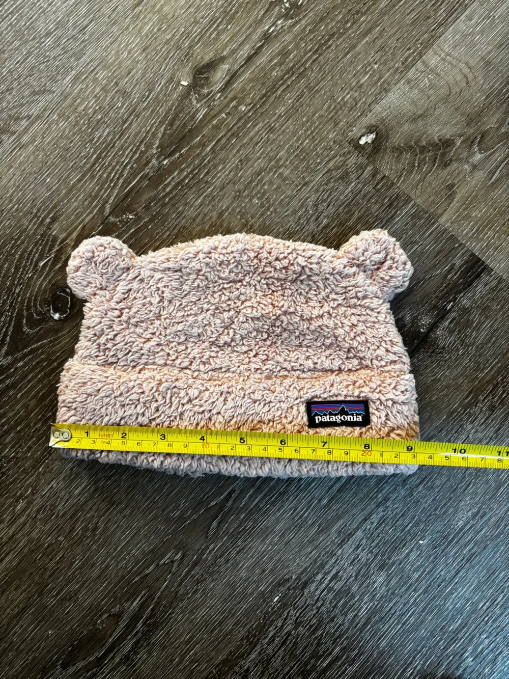 Patagonia Kids Plush Bear-Ear Beanie in Light Pink